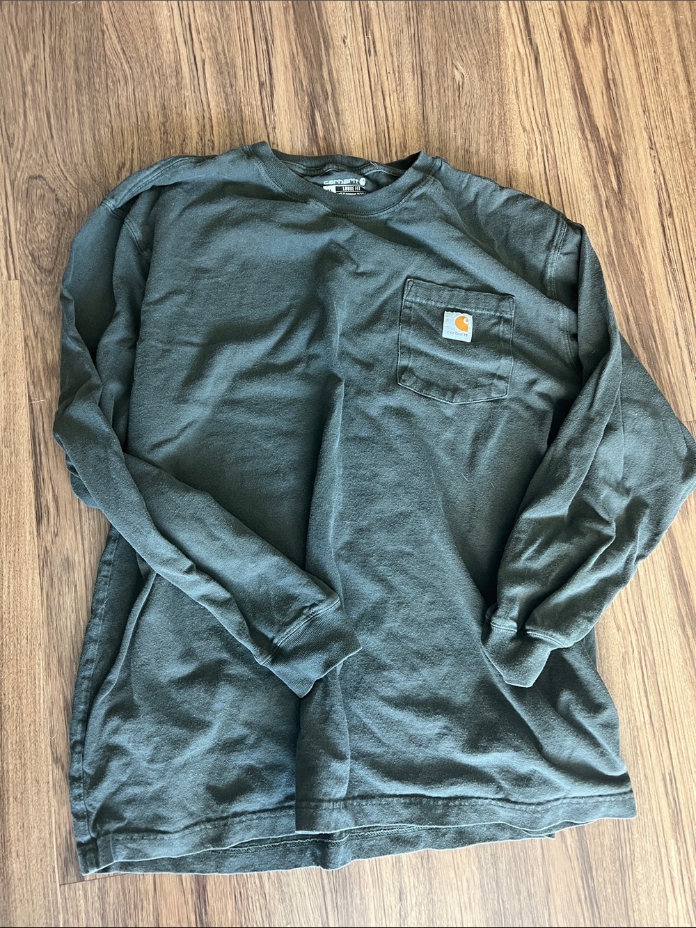 Carhartt Men's Long-Sleeve Pocket Tee in Olive Green